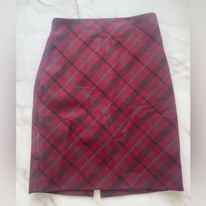 Express Burgundy Plaid Skirt